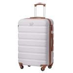 COOLIFE Harde koffer trolley rolkoffer reiskoffer ardschaal Boardcase handbagage met TSA-slot en 4 wielen, wit/bruin., Premium koffer