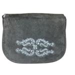 Traditionele leren schoudertas voor dames, schoudertas, 24 cm x 18 cm, rundleer, met ritssluiting en binnenzak, kleuren: beigeolijf, groen, camel, zwart, bruin
