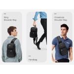 Borsttas met USB-oplaadpoort Sling Bag met verstelbare zakelijke schoudertas Crossbodytas Waterdicht voor Wandelen Reizen Man Vrouw Zwart