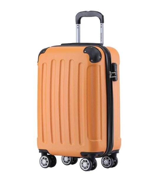 BEIBYE Koffer met harde schaal, trolley, rolkoffer, reiskoffer, veiligheid, cijferslot, dubbele wielen, ABS-materiaal, handbagage, 4 wielen, M-L-XL-set, Oranje., hardshell trolley