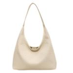 GSenhui Gevlochten tas, shopper, PU buideltas, schoudertas, geweven handtas, boodschappentas, draagtas voor school, dagelijks gebruik, zwart