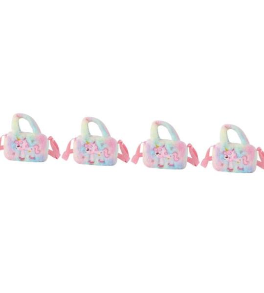 VALICLUD 4 stuks stijlvolle enveloppen voor kinderen, draagbare koerierstassen, schoudertas, kleine tas, kleine cartoon, modieuze handtassen, pluche, eenhoorn, meisjes, stropdas, t