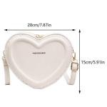 Damesmode tas, vrouwelijke harttas, draagtas, PU-leer, handtas, schoudertas, wit #B
