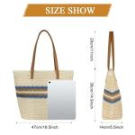 Strotas, strandtas voor dames, handtas met leren handgrepen en ritssluiting, grote schoudertas voor vakantie, reizen, strand, zomer, #4 Crèmekleuren-C, 47*35*14 cm