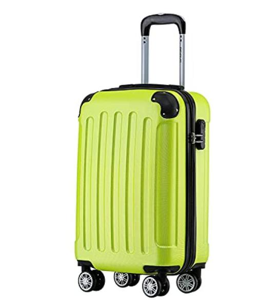BEIBYE Koffer met harde schaal, trolley, rolkoffer, reiskoffer, veiligheid, cijferslot, dubbele wielen, ABS-materiaal, handbagage, 4 wielen, M-L-XL-set, groen, hardshell trolley