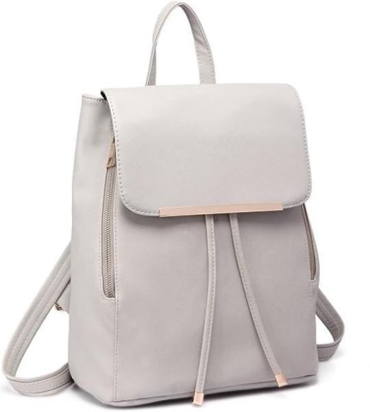 Rugzak Vrouwen Kleine Waterdichte Rugzak Stad Rugzak Rugzak Vrouwen Moderne Rugzak Vrouwen PU Leer Voor Reizen Werk School, Lichtgrijs, Eén maat, Casual