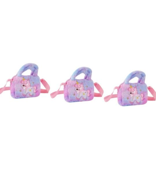 VALICLUD 3 stuks kleine schattige eenhoorn draagbare tas schoudertas pluche prinses kleine kleurstof stijlvolle envelop opslag cartoon lichaam single kinderen messenger