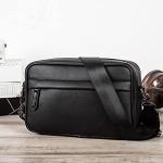 QZH Heren schoudertas casual leer heren schoudertas vintage heren kleine tas rits schouder handtassen koppeling (zwart, 25x17cm)