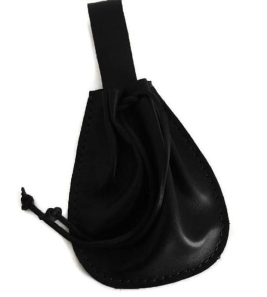 Cachorro Vintage Geldbeuteltasche, Mittelalterliche Mini-Prinzessinnentasche, Wikinger Leder Kordelzug Geldbörse Kostümteile Für Männer Und Frauen, Outdoor-Sportzubehör,Schwar