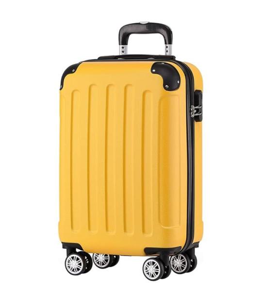 BEIBYE Koffer met harde schaal, trolley, rolkoffer, reiskoffer, veiligheid, cijferslot, dubbele wielen, ABS-materiaal, handbagage, 4 wielen, M-L-XL-set, geel, hardshell trolley