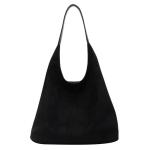 Generisch Suède schoudertas voor dames, retro lederen schoudertas, effen, trendy werktas met haspensluiting, vintage draagtas
