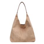 Generisch Suède schoudertas voor dames, retro lederen schoudertas, effen, trendy werktas met haspensluiting, vintage draagtas