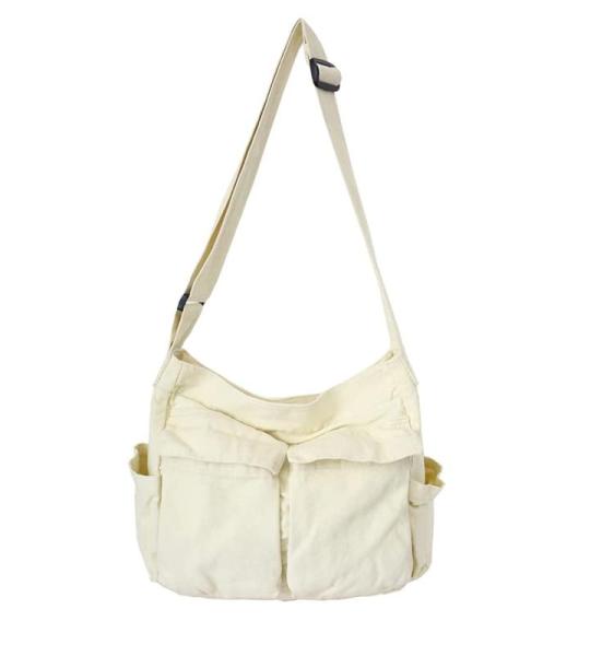 Chirest Messenger-tas, grote hobo-schoudertas met meerdere zakken, canvas schoudertas voor dames en heren