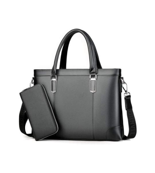 CHDWEY Umhängetaschen für Herren Canvas Leder Messenger Bag, Herren Aktentasche für Reisebürogeschäft, passend für 14 Zoll Laptop (Schwarz, Blau) Geeignet für Arbeit/Schule/