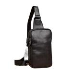 YADECN Borstzak van echt leer voor heren, heuptas, schoudertas, casual, rundleer, trendy herentas, designertas, D