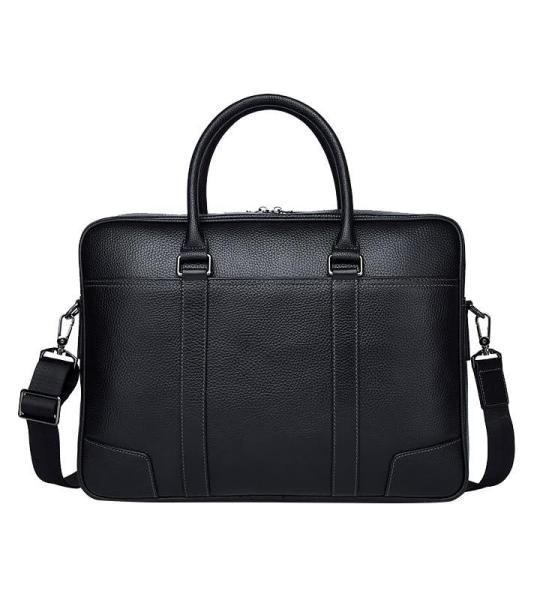 FUNSEED Handtasche aus echtem Leder, Laptoptasche für Herren, große Kapazität, lässige Aktentasche, Schultertasche für geschäftliche Arbeit, Schwarz, Large
