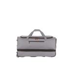 Travelite Basics Rolkoffer met 2 wielen, maat S met stretchplooi, zachte reistas met wielen met extra veel volume, grijs/groen, 70 cm