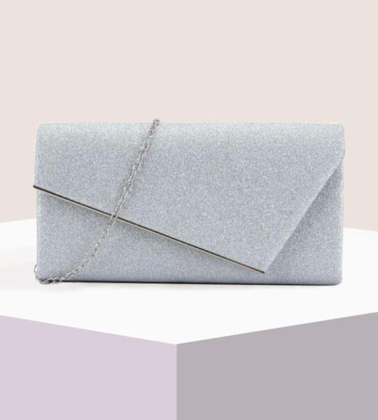Dames clutch kettingtas elegante enveloptas tas avondtas crossbody kleine handtas voor bruiloft party banket feestdagen bruidstas, zilver