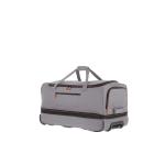 Travelite Basics Rolkoffer met 2 wielen, maat S met stretchplooi, zachte reistas met wielen met extra veel volume, grijs/groen, 70 cm