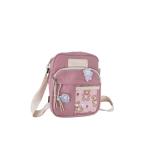 PORRASSO Schattige schoudertas voor meisjes, schoudertas met poppen-hanger, nylon, schoolraken, messengertas, crossbody tas voor reizen, dagelijks gebruik, roze A