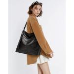 Sacmill Dameshandtas, PU-leer, schoudertas, shopper, topgreep, draagtas, elegante schoudertas voor vrouwen, Zwart 1022, Westelijk
