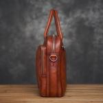 AMZOPDGS Vintage echt lederen tas aktetas heren schoudertas man handtas bruin rood casual 15,6 inch laptoptas (kleur: A, maat: één maat) (A één maat)
