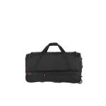 Travelite Basics Rolkoffer met 2 wielen, maat S met stretchplooi, zachte reistas met wielen met extra veel volume, zwart/blauw, 70 cm