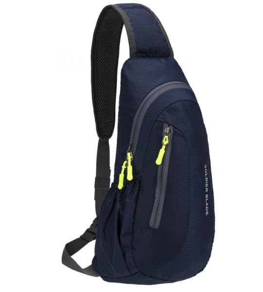 PivotWing Borstzak, sling-rugzak, kleine schoudertas, waterafstotend nylon, honingraatnetkussen, lichte kleine sling rugzak voor wandelingen, reizen, fietsen, hondenuitlaten, marin