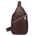 Borstzak met slingtas, PU-leer, schoudertas, slingrugzak, crossbody bag, schoudertas, hiking sport, casual, reizen, dagrugzak, sporttas voor heren, dames, meisjes, jongens, bruin