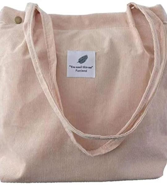 Koord Tas Womens Grote Corduroy Tote Bag Vrouwen Schouder Handtassen voor School Winkelen Werk College Casual, A-beige, 40*35*11 H*W*D