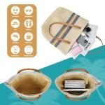 Strotas, strandtas voor dames, handtas met leren handgrepen en ritssluiting, grote schoudertas voor vakantie, reizen, strand, zomer, #4 Crèmekleuren-C, 47*35*14 cm