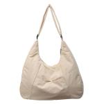 LEEINTO 2024 Schoudertas Gewatteerde Nylon Onderarm Tas Voor Meisjes Vrouwen Effen Oksel Tas Grote Capaciteit Handtas, beige