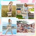 Strotas, strandtas voor dames, handtas met leren handgrepen en ritssluiting, grote schoudertas voor vakantie, reizen, strand, zomer, #4 Crèmekleuren-C, 47*35*14 cm