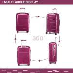 KONO Carry On Luggage Handgepäck Koffer Trolleys Klein Reisekoffer mit Rollen und TSA Schloss, Koffer 55cm Leicht Polypropylen Kabinenkoffer (Violett, Koffer M (55cm - 38L))
