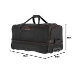 Travelite Basics Rolkoffer met 2 wielen, maat S met stretchplooi, zachte reistas met wielen met extra veel volume, zwart/blauw, 70 cm