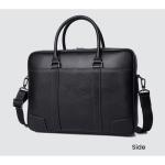 FUNSEED Handtasche aus echtem Leder, Laptoptasche für Herren, große Kapazität, lässige Aktentasche, Schultertasche für geschäftliche Arbeit, Schwarz, Large