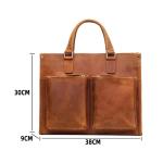 AMZOPDGS Vintage Man Handtas Aktetas Mannen Schouder Echt Lederen Tassen Bruin Zakelijke 14 Inch Laptoptas (Kleur: A, Maat: One Size) (A One Size)