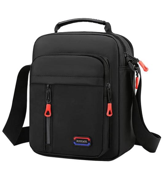 Schoudertas schoudertas messenger bag heren tas om te hangen klein heren canvas mobiele telefoon tas mannen voor werk school reizen, zwart2