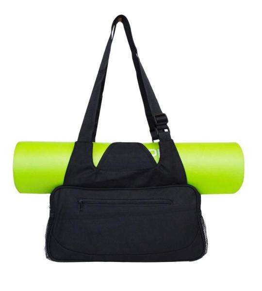 CHDWEY Umhängetaschen für Herren Yoga Umhängetasche Lässig Sport Fitness Crossbody Pack Outdoor Gym Yoga Matte Lagerung Leinwand Bag 41 x 20 cm(Black)