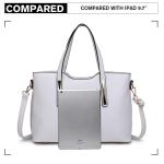 Handtas voor dames, shopper, handtas voor dames, middelgroot, schoudertassen, 2-delige set, wit, Eén Maat