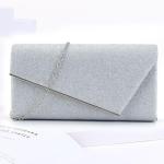 Dames clutch kettingtas elegante enveloptas tas avondtas crossbody kleine handtas voor bruiloft party banket feestdagen bruidstas, zilver