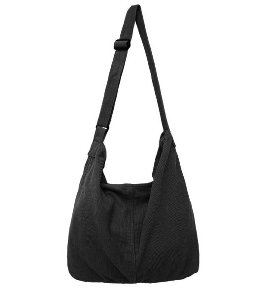 X SIM FITNESSX Unisex corduroy tas schoudertas grote dames shopper tas fashion stoffen tas voor dagelijks gebruik / kantoor / school / reizen, zwart, Retro