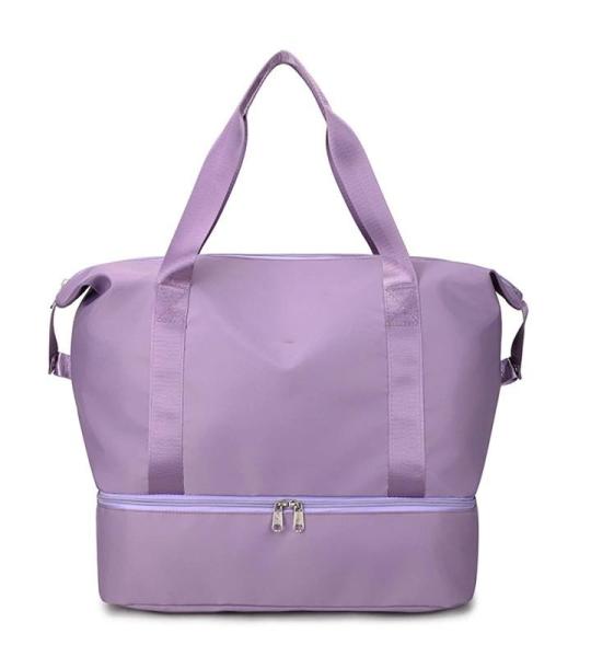 CHDWEY Umhängetaschen für Herren Sport Gym Fitness Trockene nasse Trennung Yoga Bag Reise Handtaschen for Schuhe Frauen Die Schulter SAC de Sport Gepäck Duffle(Light Purple)