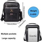 Hjkiopc Schoudertas heren schoudertas crossbody mobiele telefoon tas messenger bag herentas shulder bag lederen borstzak, B-Zwart, Retro