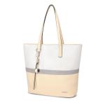 Handtas dames shopper grote damestas voor kantoor school winkelen, wit/grijs/geel., Shopper