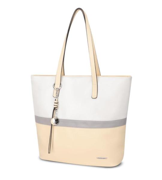 Handtas dames shopper grote damestas voor kantoor school winkelen, wit/grijs/geel., Shopper