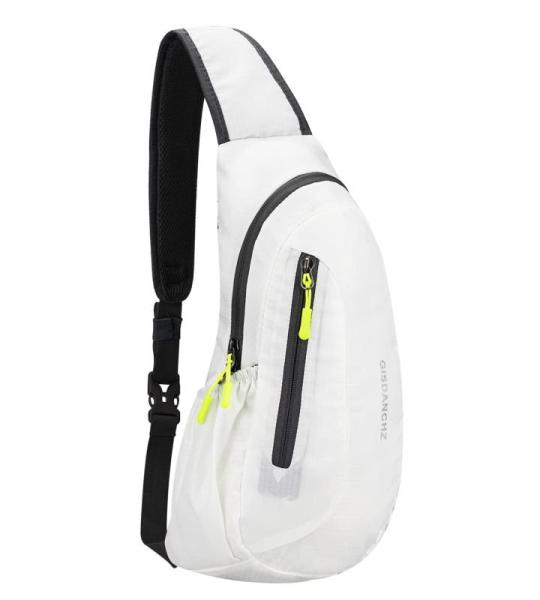 PivotWing Borstzak, sling-rugzak, kleine schoudertas, waterafstotend nylon, honingraatnetkussen, lichte kleine sling rugzak voor wandelingen, reizen, fietsen, hondenuitlaten, wit, 