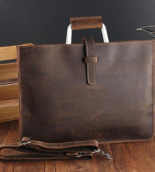 CHDWEY Umhängetaschen für Herren Mann Tasche Querschnitt Retro Tasche Leder Aktentasche Erste Schicht aus Leder Herrenhandtasche(Bruin)