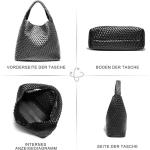 Geweven Tote Handtas voor Vrouwen Vegan Lederen Hand Tote Gebreide Zak, Grote Geweven Portemonnee Geweven Handtassen Gevlochten, Zilver, 3,091.2 cubic inches