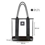 Ambibtion Transparante shopper bib tas voor wetteksten, leerboeken, mappen, laptop; duurzame, doorzichtige draagtas voor bibliotheek, winkelen, luchthaven, strand